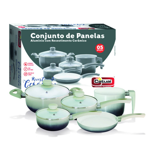 Conjunto de Panelas 5 Peças Ceramica Chumbo [Catuaí 33278]