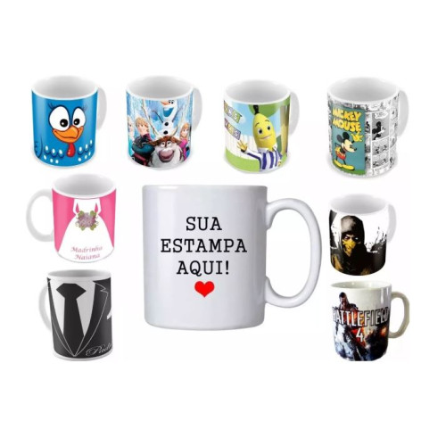 Canecas de Porcelana Personalizadas (10 Pçs)